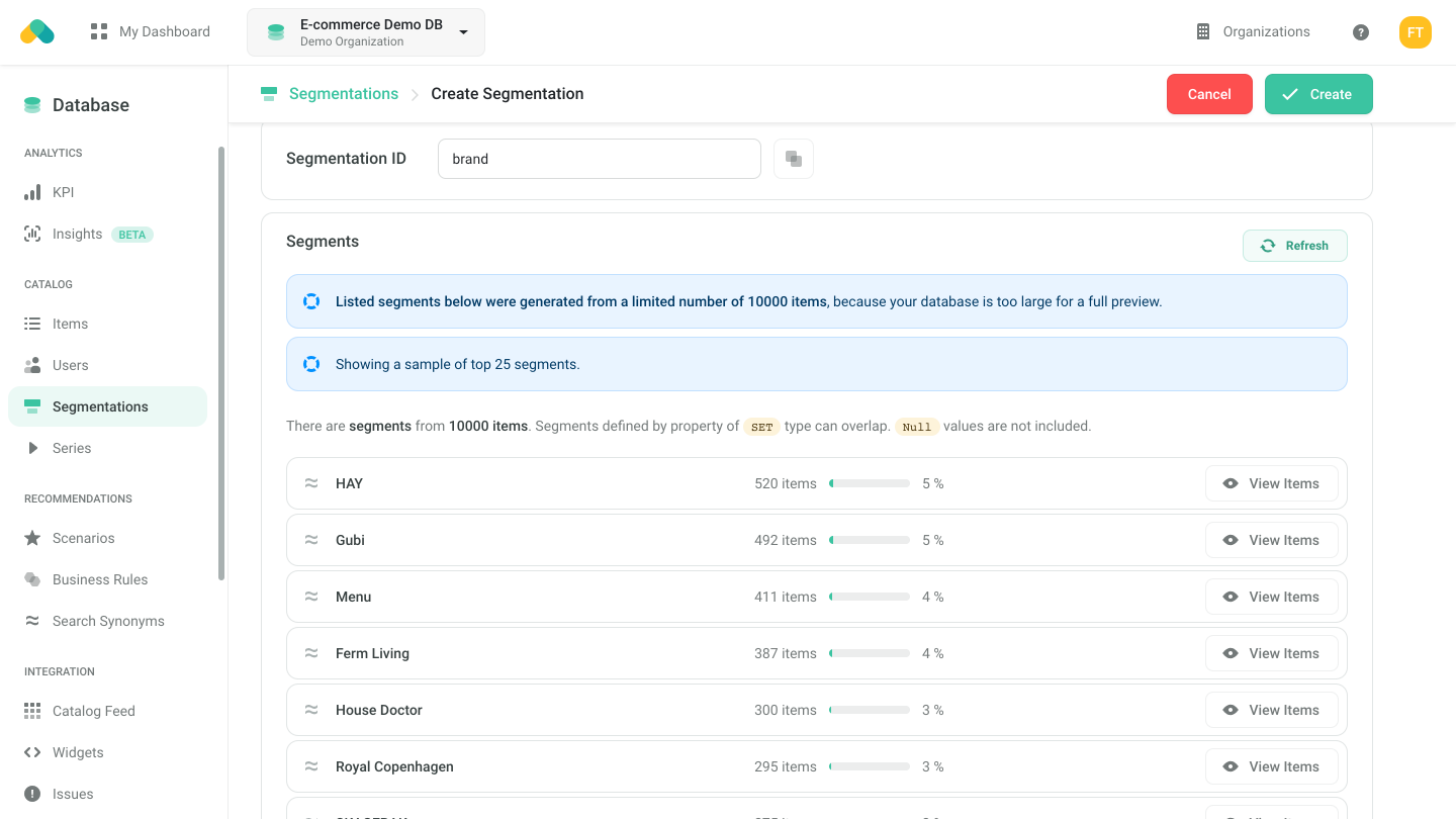 Admin UI - Segmentation Setup - Preview