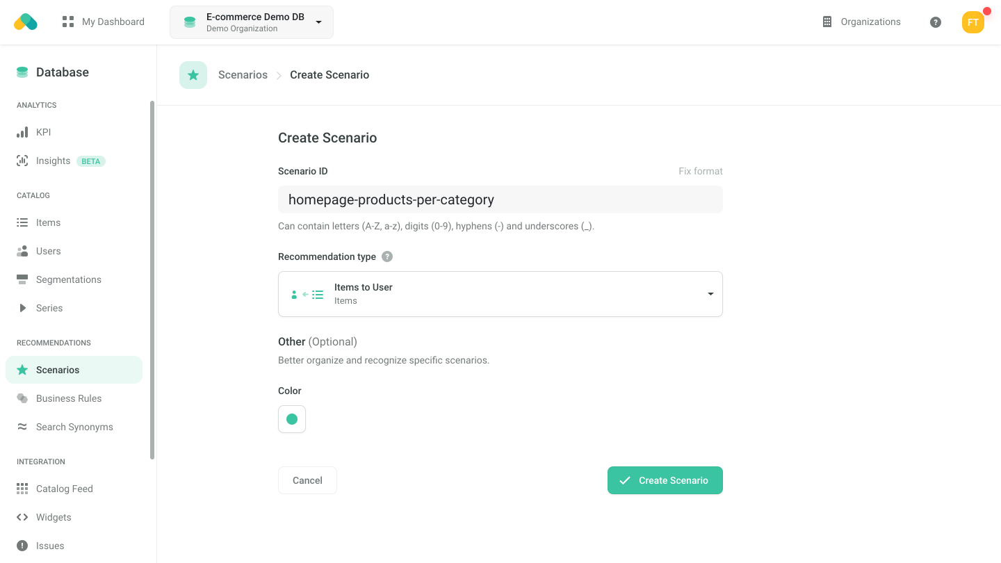 Admin UI - Scenario Setup