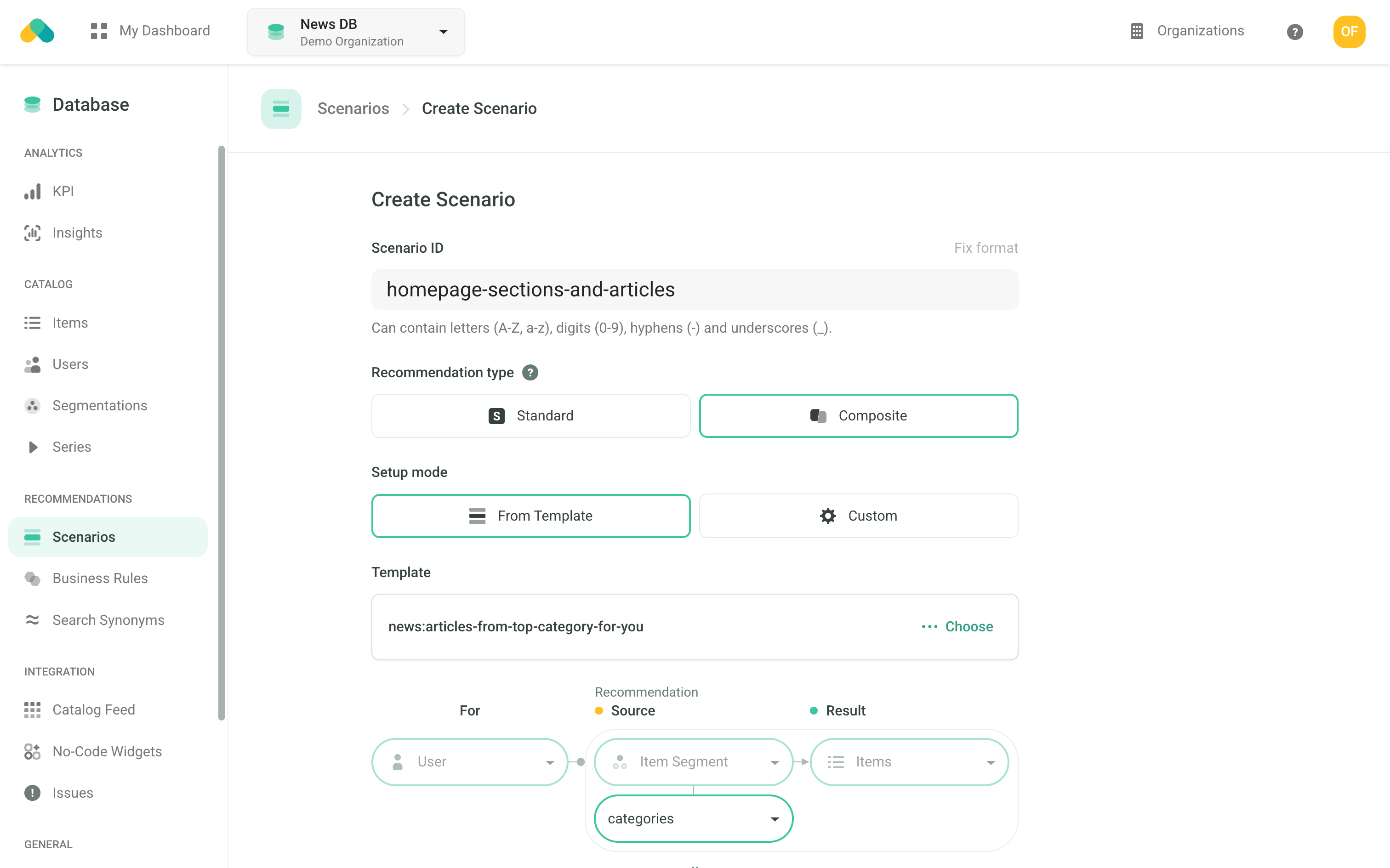 Admin UI - Scenario Setup