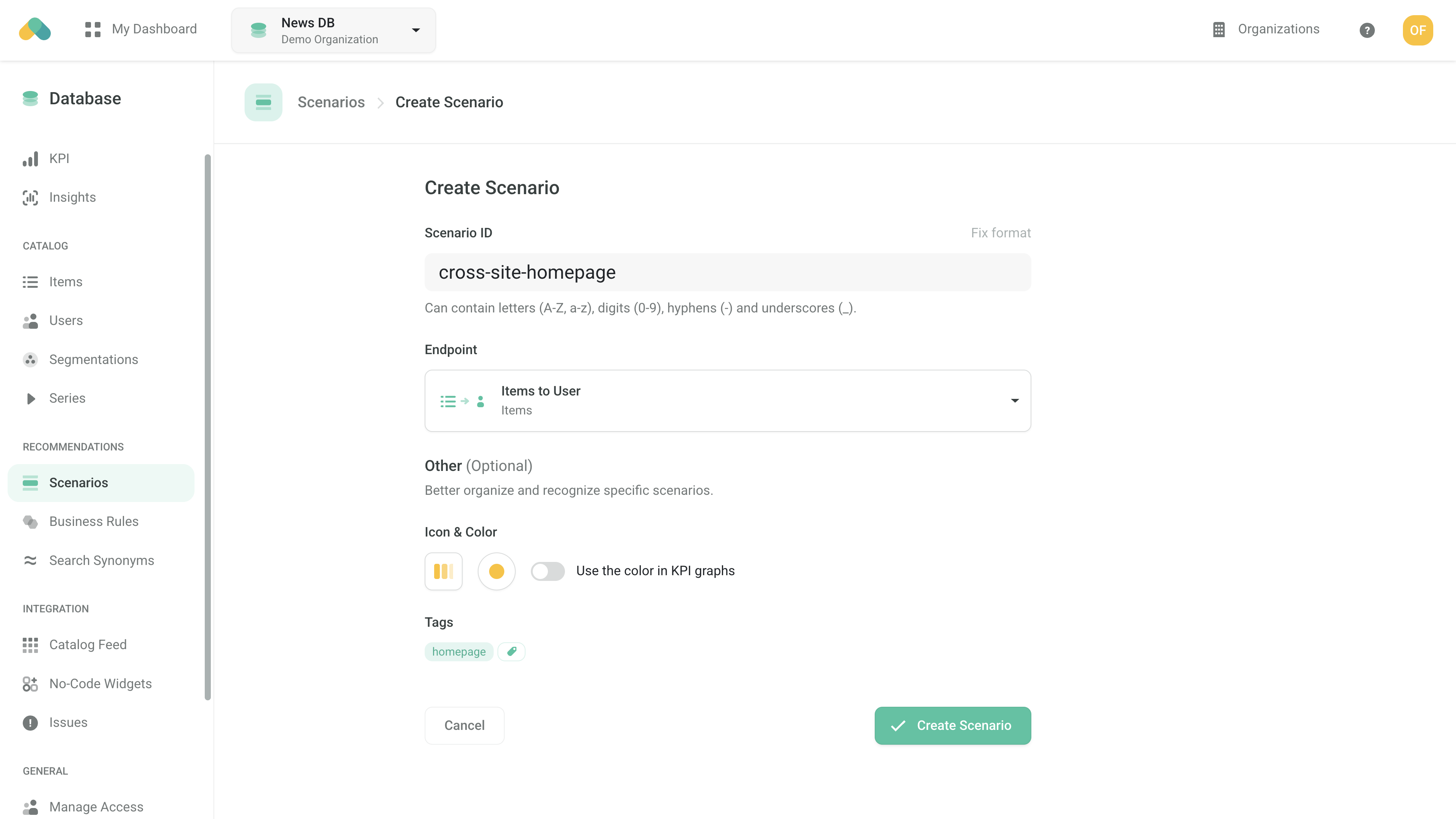 Admin UI - Scenario Setup