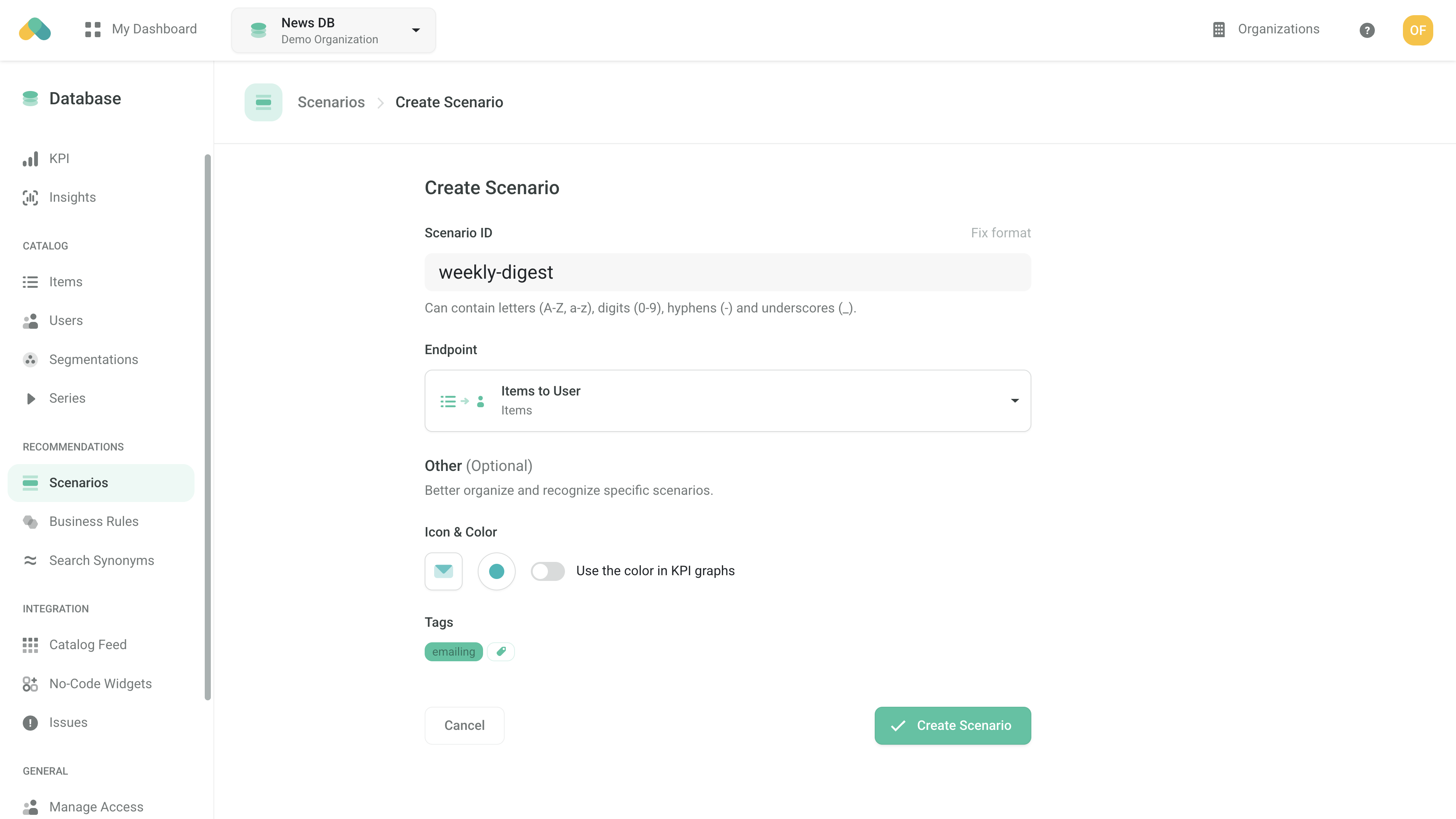 Admin UI - Scenario Setup