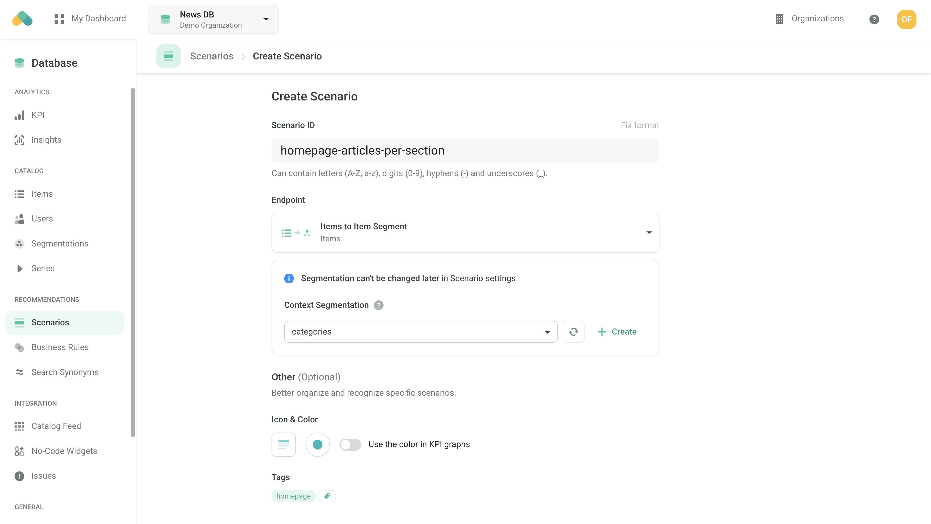 Admin UI - Scenario Setup