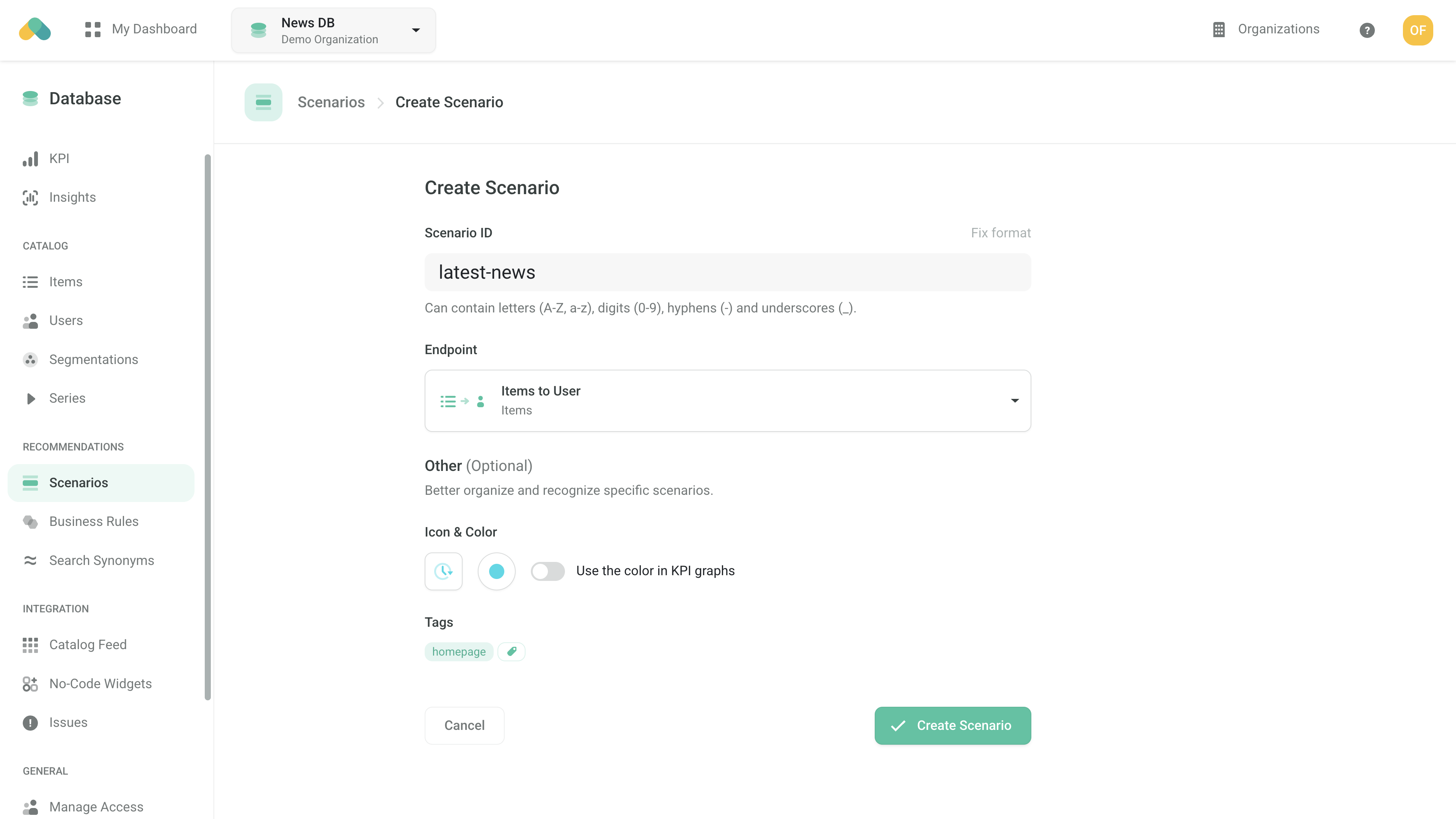 Admin UI - Scenario Setup