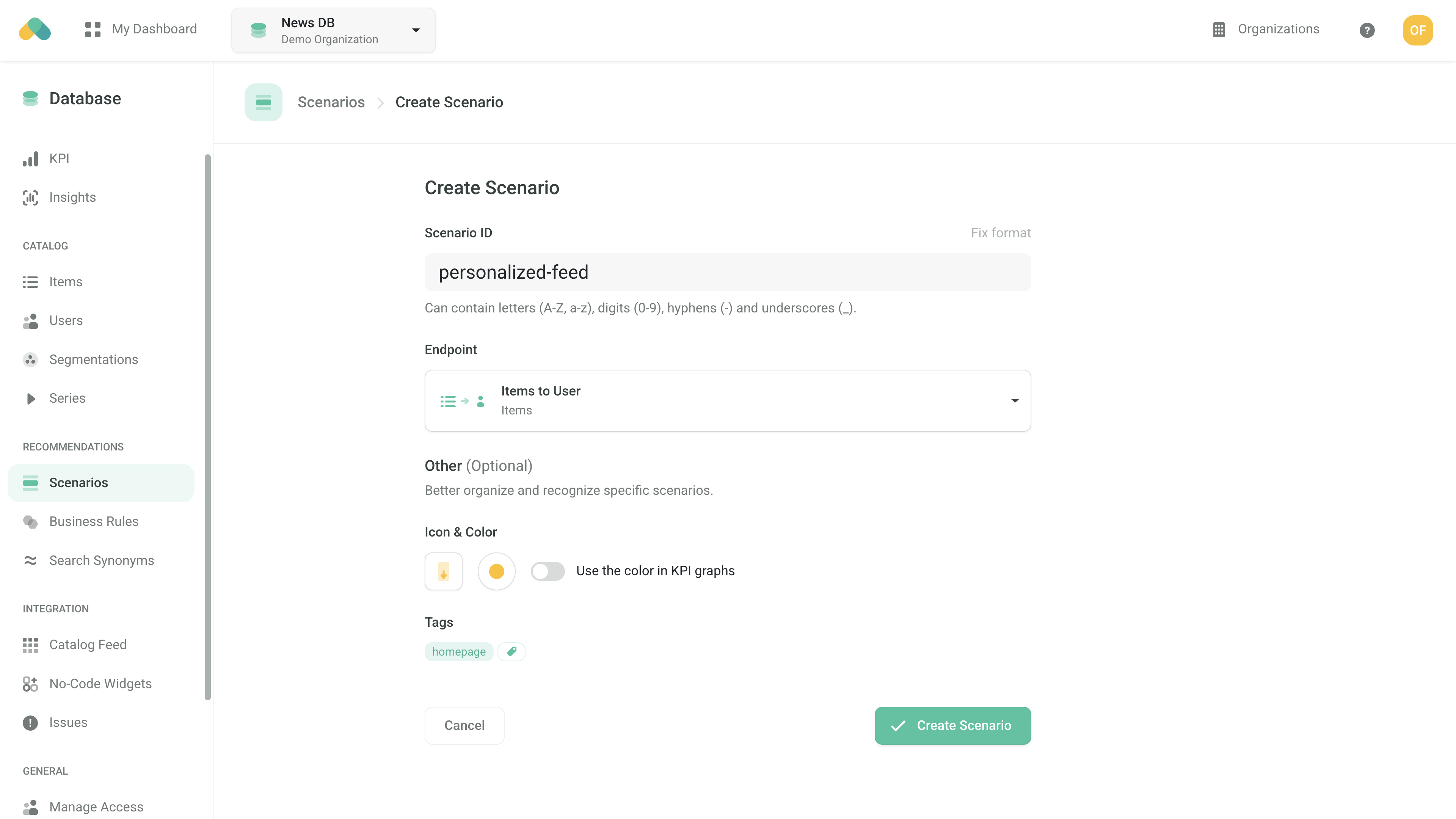 Admin UI - Scenario Setup