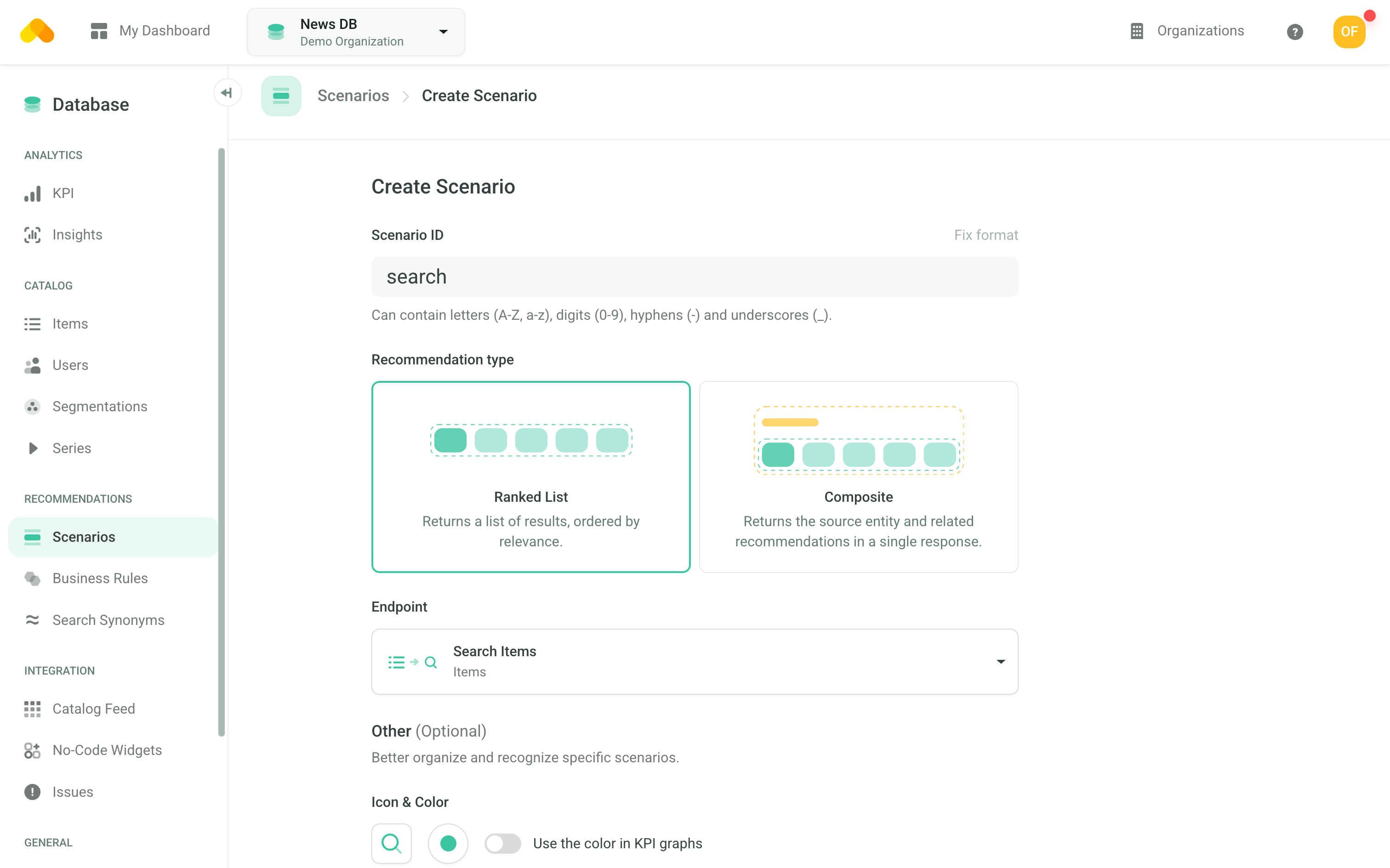 Admin UI - Scenario Setup