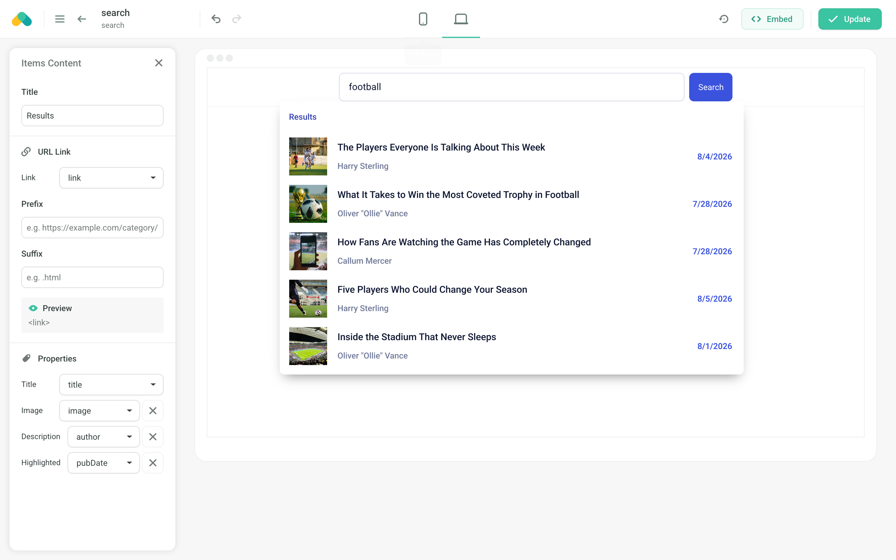 Quick Search No-Code Widget
