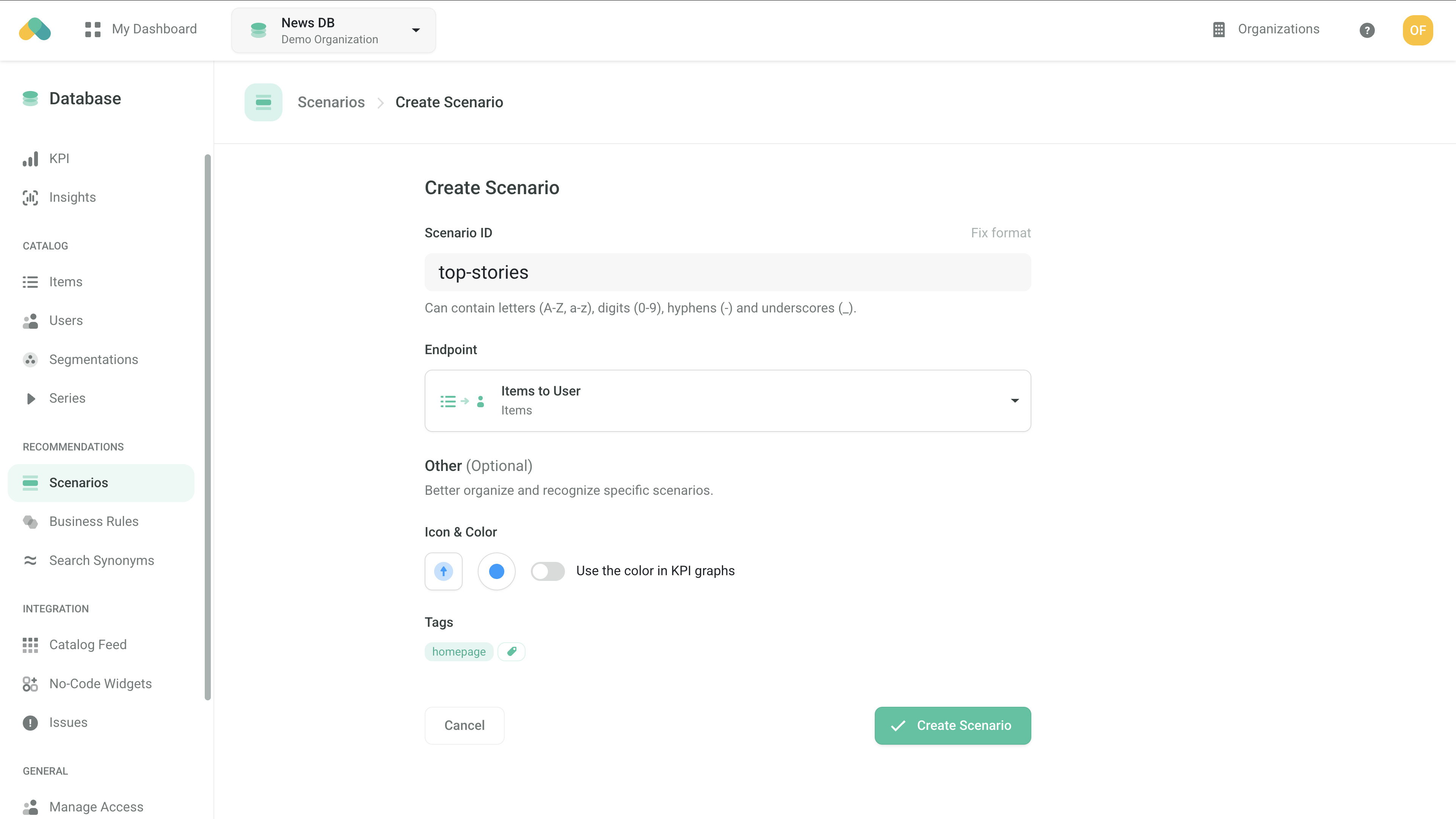 Admin UI - Scenario Setup