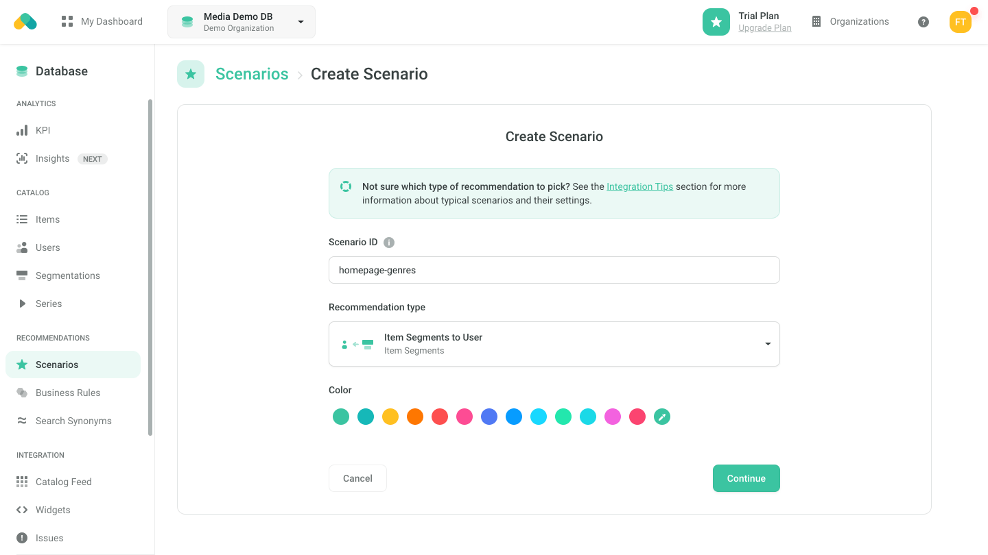 Admin UI - Scenario Setup