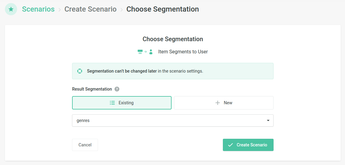 Choose the Segmentation which shall be used in the Scenario